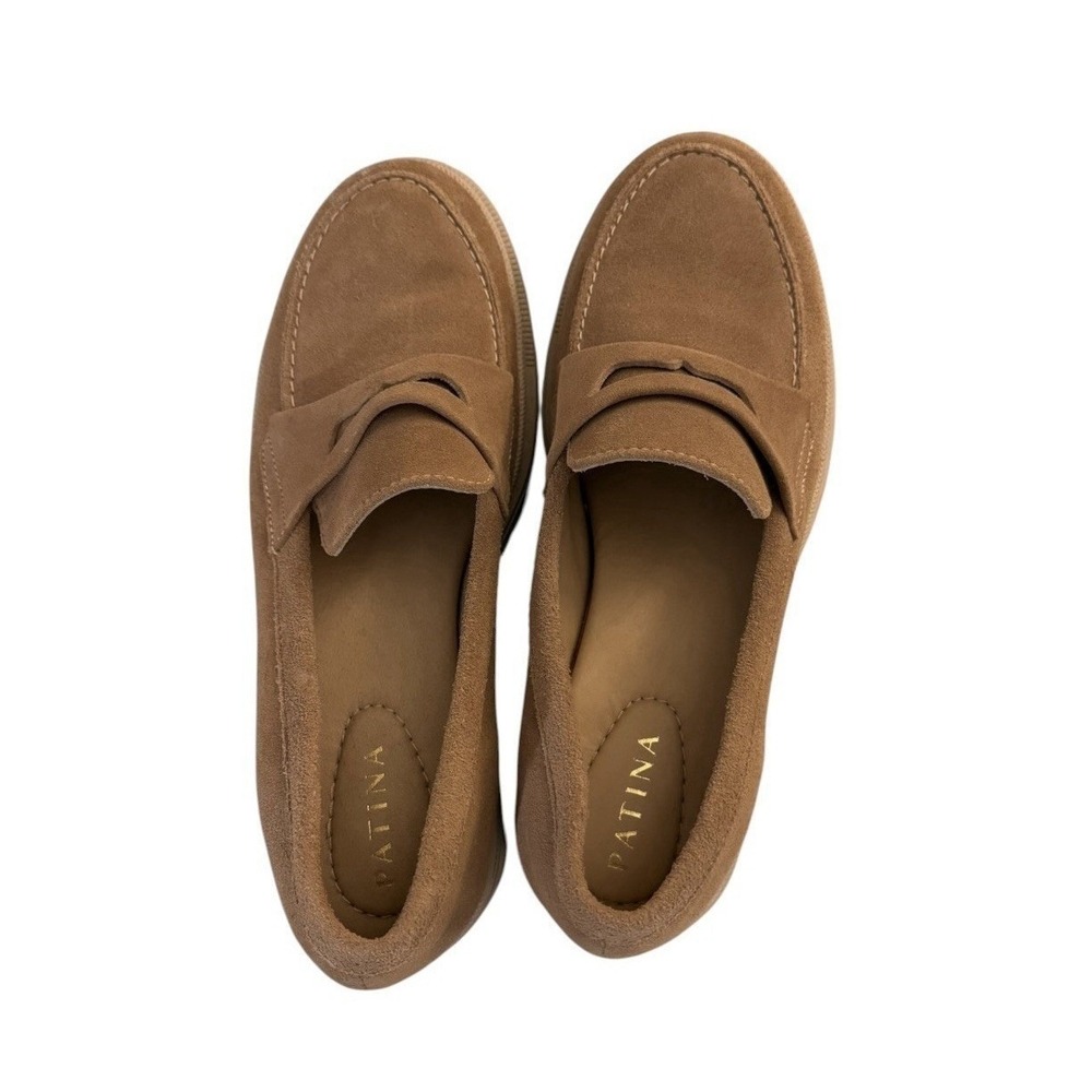 PATINA Woman's Zoe Chunky Suede Penny Loafer 11M Taupe Sand Preppy Lug Sole NWOB - Picture 5 of 9
